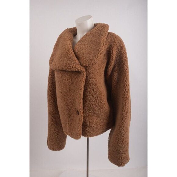 Free People We the Free Izzy Wrap Teddy Jacket S Small Brown Sherpa Plush - Picture 4 of 7
